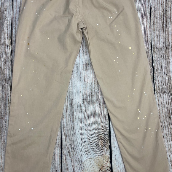 NEW Anthropologie Sundry Carpenter Paint Ankle Crop Pants Boho Tan Drawstring - Picture 14 of 16